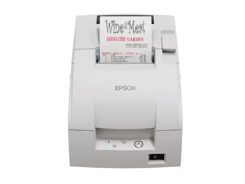 Frontalansicht eines Epson Bondruckers mit Beleg