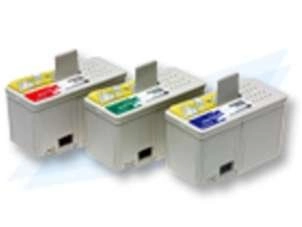 Drei farbige Drucker Tintenpatronen im Set