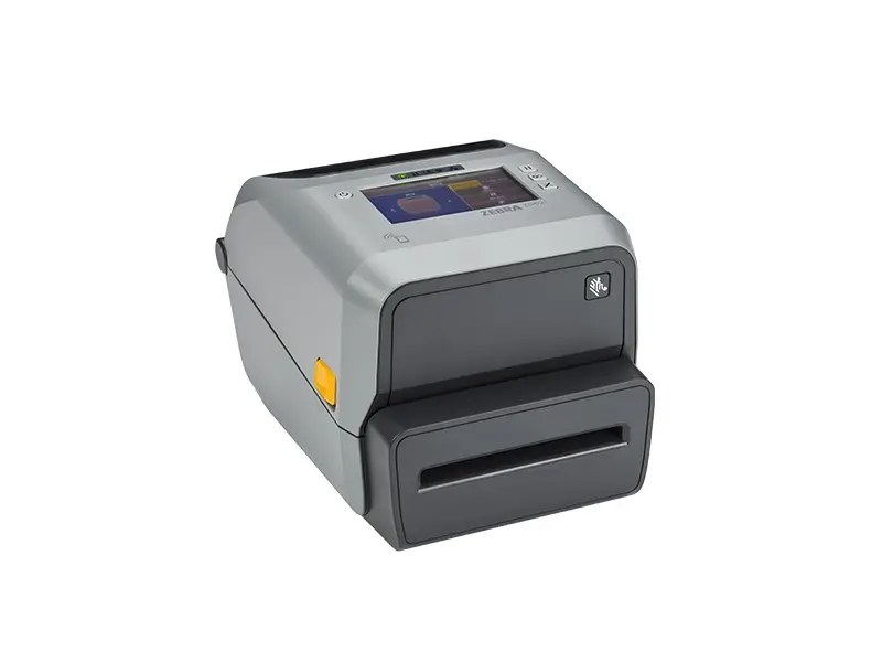 Grauer Zebra Desktop-Etikettendrucker mit Display