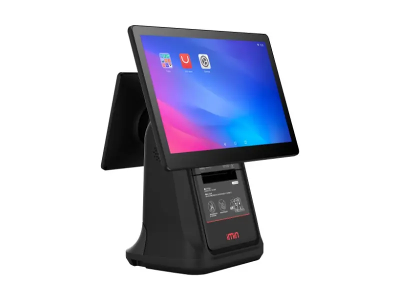 Schwarzes iMin POS-Terminal mit Touchdisplay und Drucker