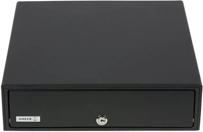 Schwarze Anker Kassenschublade mit Schloss vorne