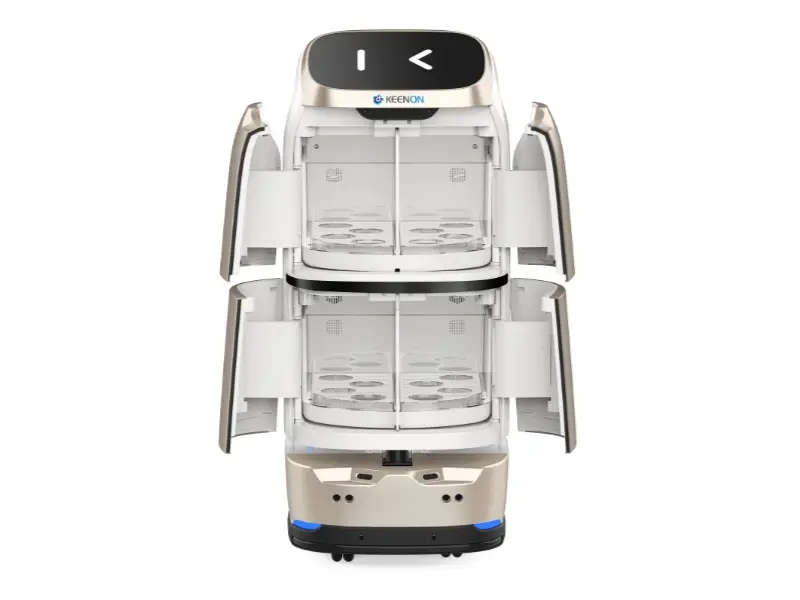 Lieferroboter KEENON mit zwei offenen Transportfächern