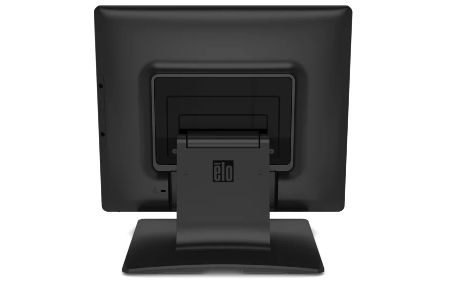 Schwarzer Elo Touchscreen-Monitor von hinten gesehen