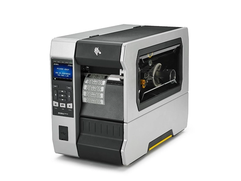 Zebra ZT610 Industrie-Etikettendrucker mit Display, 600dpi Thermotransferdruck, RFID UHF und Schnittstellen für USB, RS232, Ethernet und Bluetooth