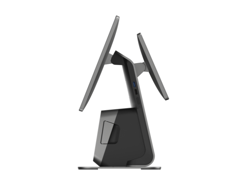Seitliche Ansicht eines neigbaren Touchscreen-POS-Monitors