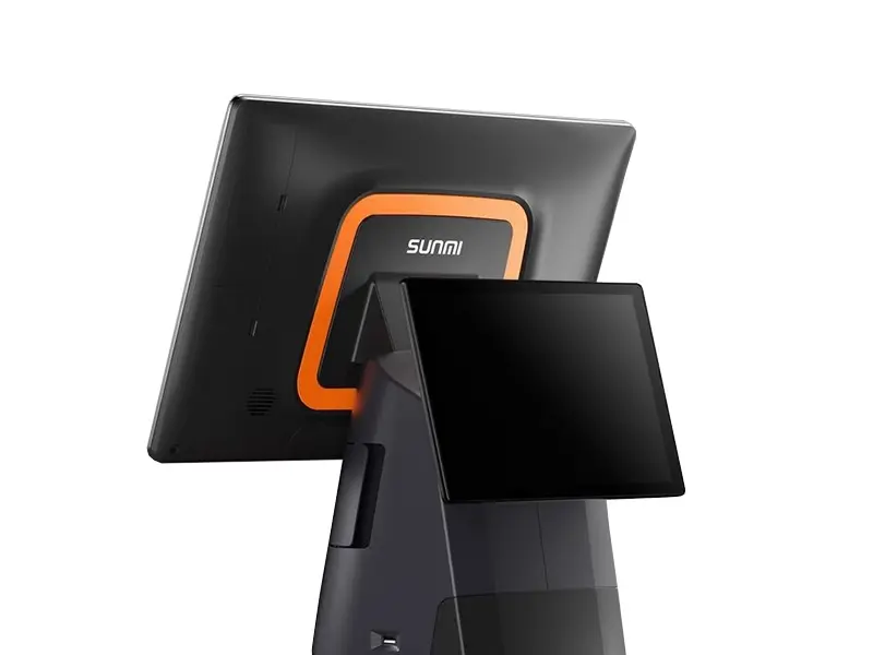 SUNMI Kassensystem mit zwei Touchscreens Rückansicht