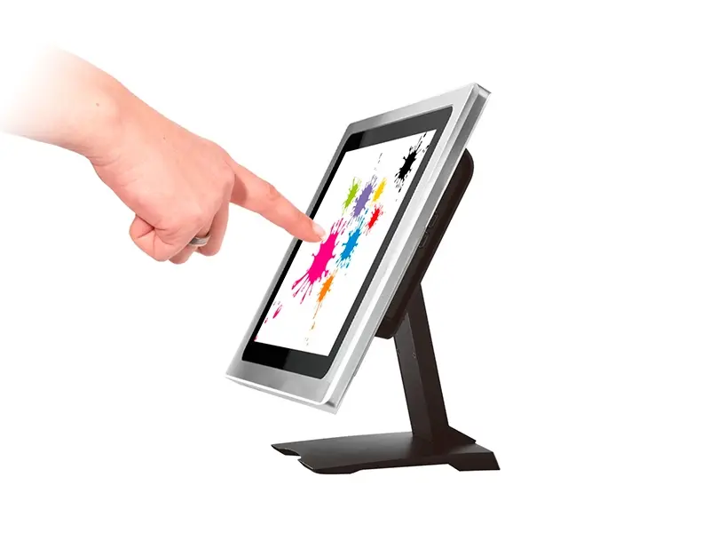 Hand bedient Touchscreen-Monitor auf Ständer