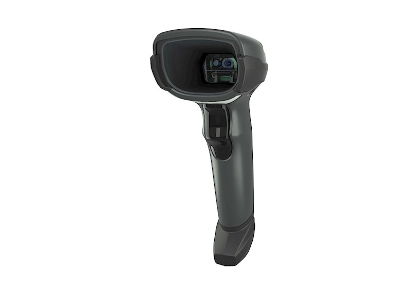 Schwarzer ergonomischer Hand-Barcodescanner freigestellt
