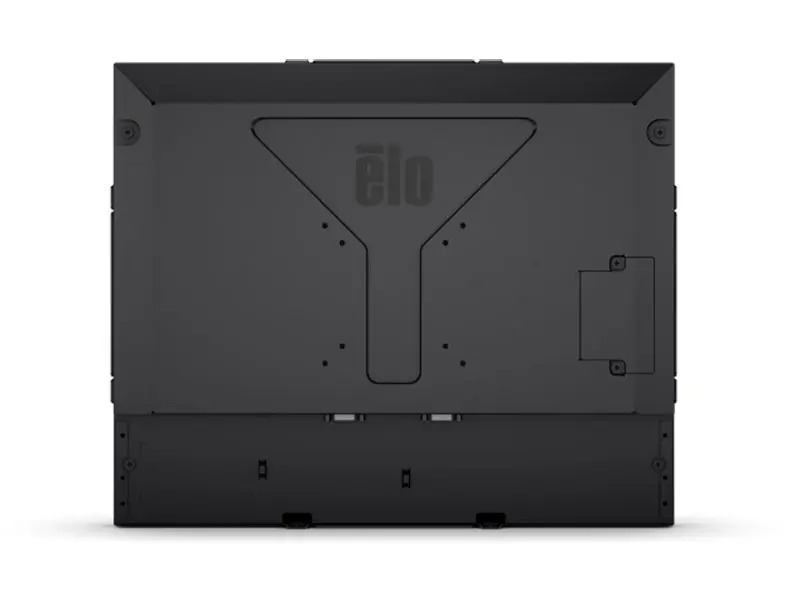 Rückseite eines schwarzen Elo Touchscreen Monitors