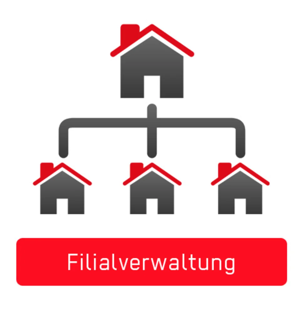 Grafik zur Filialverwaltung mit Haupt- und Zweigstellen