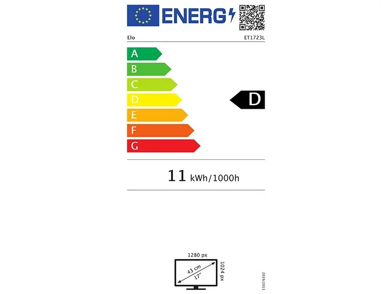 EU-Energieetikett für Monitor, Effizienzklasse D, 11 kWh