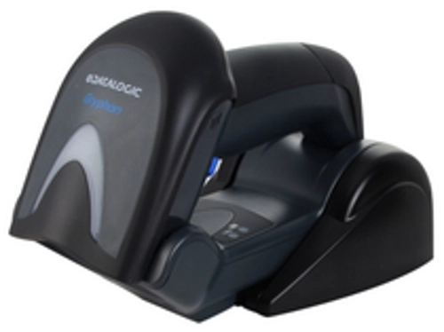 Schwarzer Datalogic Gryphon Barcodescanner in Basisstation