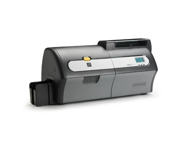 Grauer Zebra ZXP Series 7 Kartendrucker seitliche Ansicht