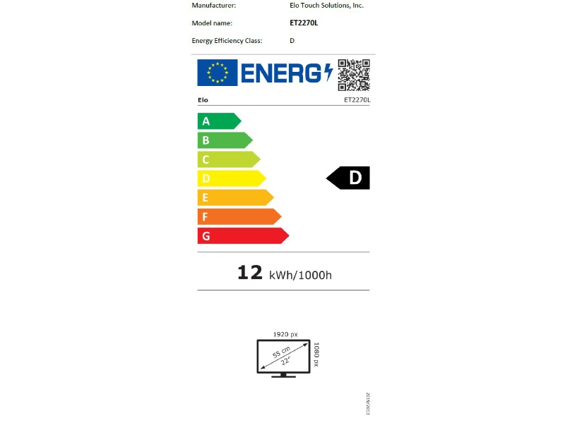 21.5 Zoll Touchmonitor EloTouch 2270L - PCAP 10 Touch, USB, entspiegelt, weiss, E265991