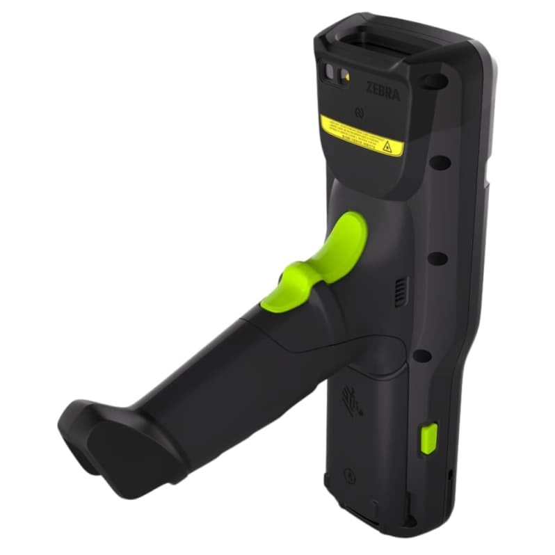 Zebra MC3400 mobiler Computer mit Pistolengriff, Rückansicht mit SE58 Extended-Range-Scanner für 2D-Barcodes in Lager und Handel