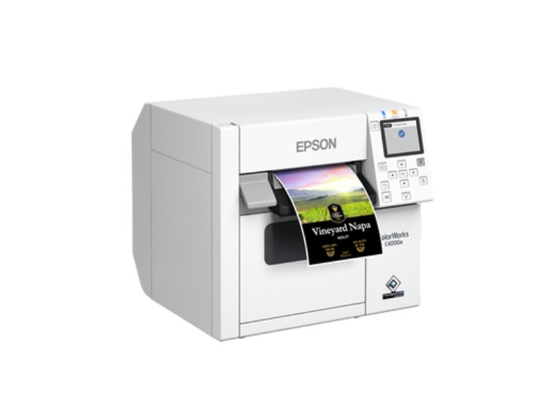 Industrie-Farb-Etikettendrucker Epson ColorWorks C4000 -  für mattes Material, Abschneider, USB + Ethernet, C31CK03102MK