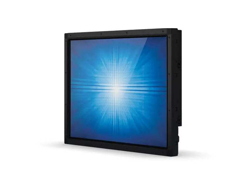 Schwarzer Industrie-Monitor mit blau leuchtendem Display