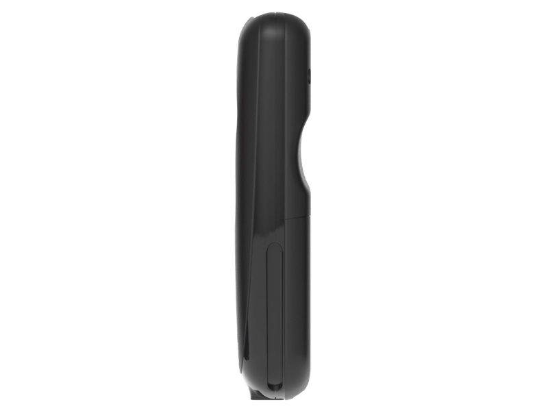 Schwarzes Handy in seitlicher Ansicht