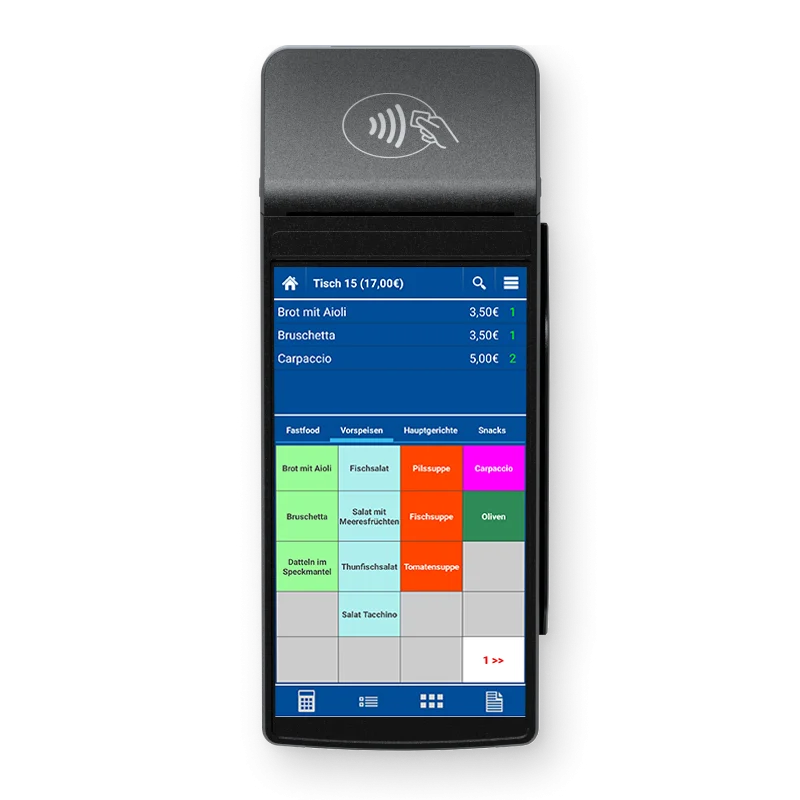 Mobiles Kassenterminal mit Bestellübersicht
