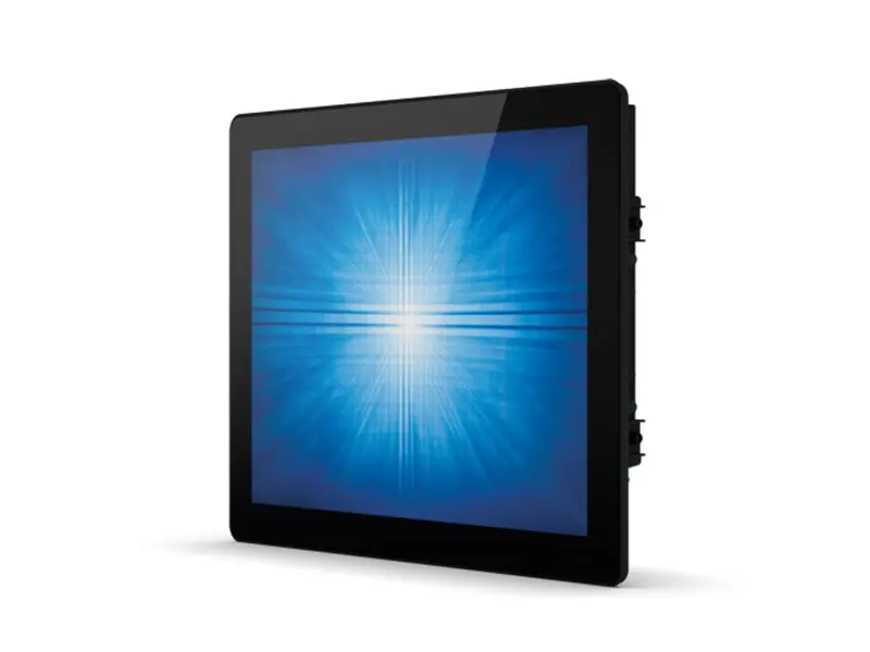 Schwarzer industrieller Touchscreen-Monitor seitlich