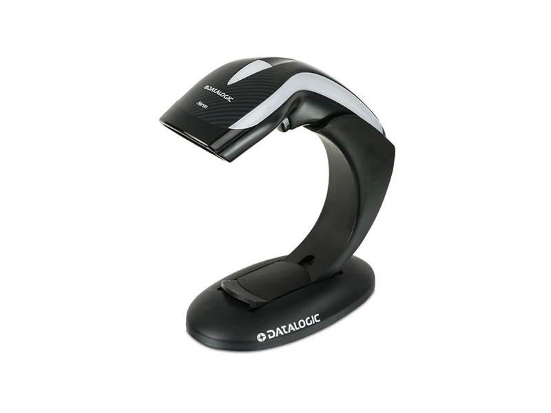 Schwarzer Datalogic QuickScan QD Barcodescanner mit Standfuß