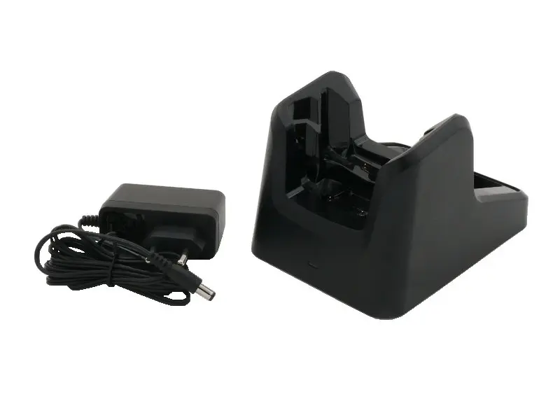 Schwarze Ladeschale mit Netzteil für Handscanner