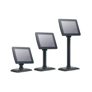 MagicPOS MP-KM097U Kundenmonitor, 9,7 Zoll, schwarz, mit USB DisplayLink und höhenverstellbarem Pole Stand in drei Höhen für Kassenplätze