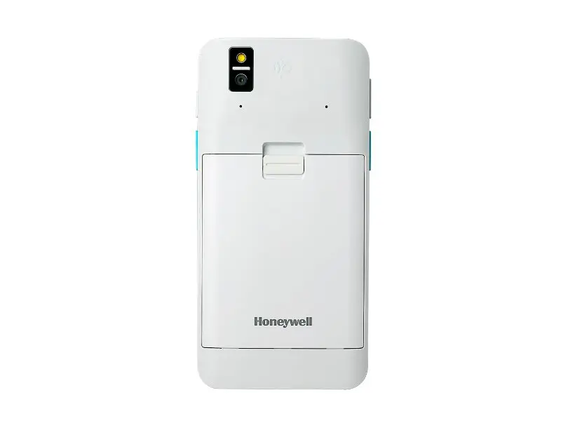 Rückansicht eines weißen Honeywell Mobil-Druckers