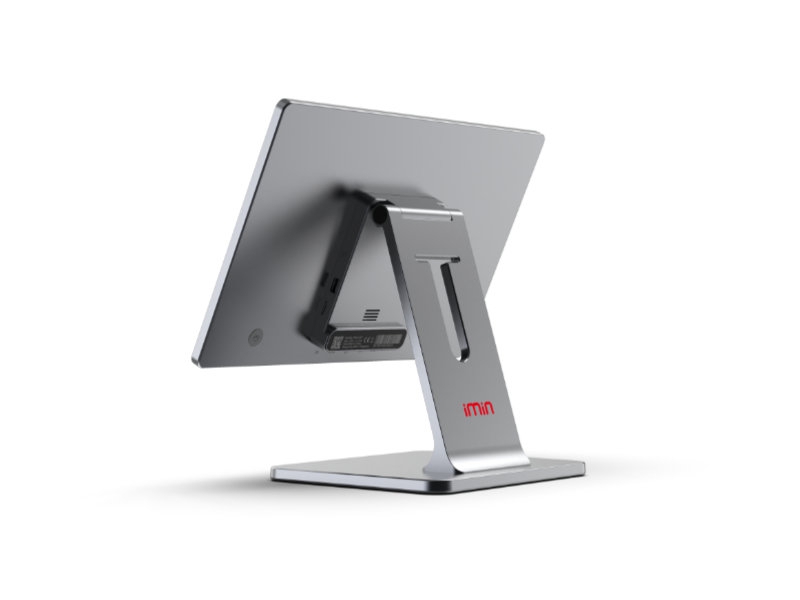 Rückseite eines iMin Touchscreen-Kassensystems auf Standfuß