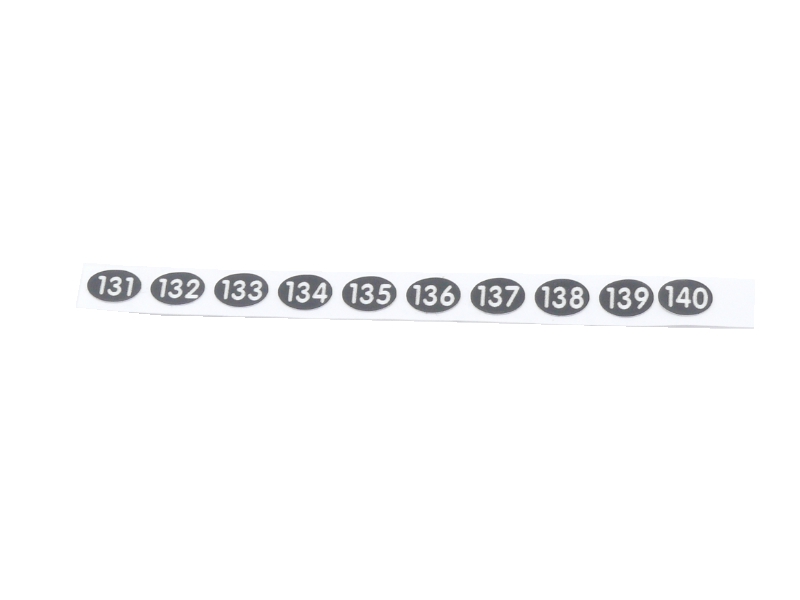 Stift-Aufklebenummern 131, 132, 133, 134, 135, 136, 137, 138, 139, 140 für Addimat Kellnerstifte, 65.131