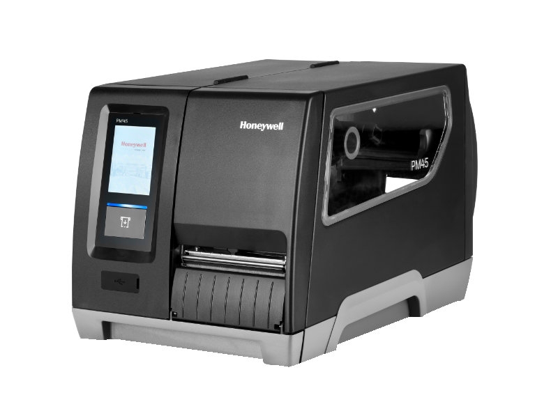 Industrie-Etikettendrucker Honeywell PM45 Aufwickler, Label Taken Sensor, USB + RS232 + Ethernet, schwarz, PM45A10010030600