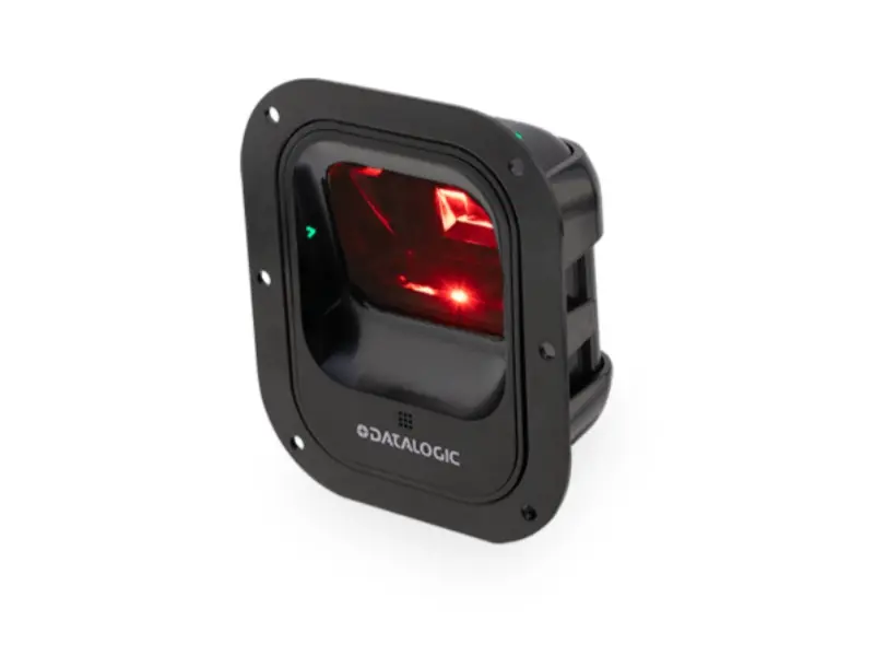 Schwarzer Datalogic Festeinbau-Barcodescanner mit Laserlicht