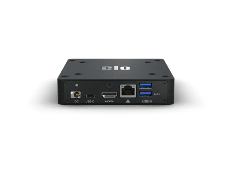 Rückansicht Elo Mini PC mit DC, USB-C, HDMI, LAN, USB 3.0