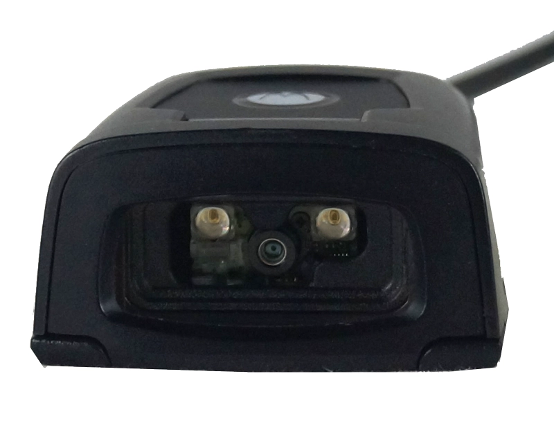 Schwarzer industrieller 2D-Barcodescanner, Frontansicht