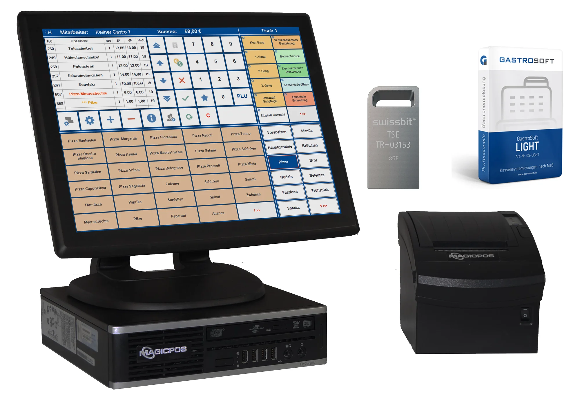 GastroSoft POS-System mit Touchkasse, TSE, Software und Druc