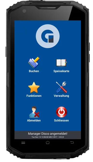 Rugged Smartphone mit Gastronomie Buchungssoftware