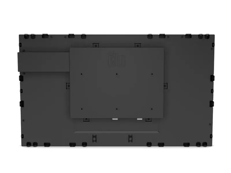 Rückansicht eines schwarzen Elo Touchscreen-Monitors