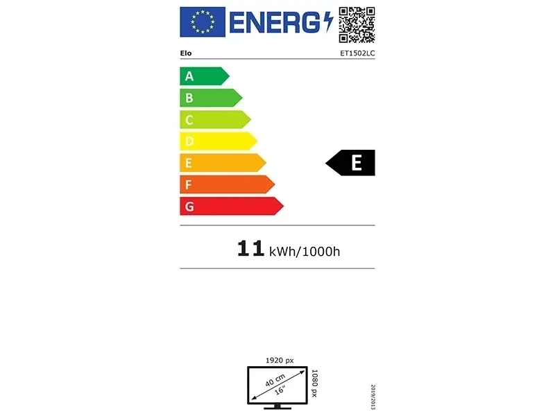 Energieeffizienzlabel für Monitor, Klasse E, 11 kWh/1000h