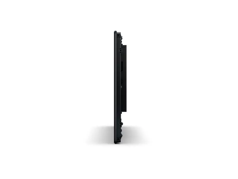 Seitenansicht eines ultraflachen schwarzen LED-Monitors