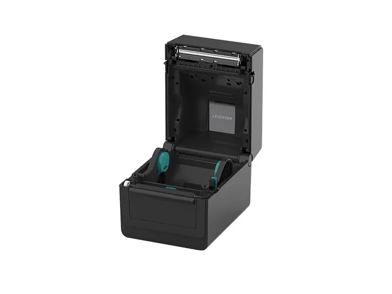 Geöffneter Thermo-Etikettendrucker in Schwarz