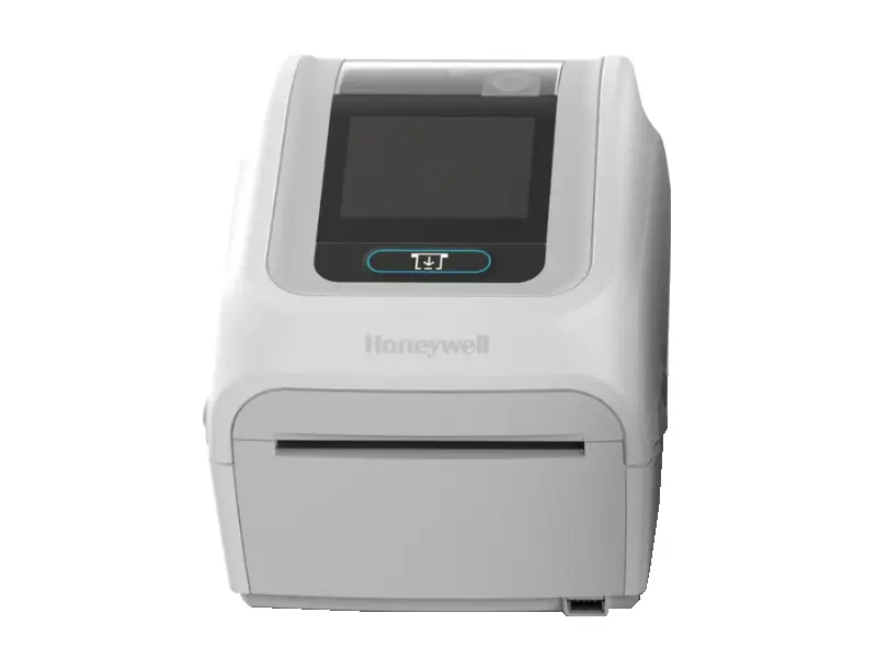 Vorderansicht eines grauen Honeywell Etikettendruckers