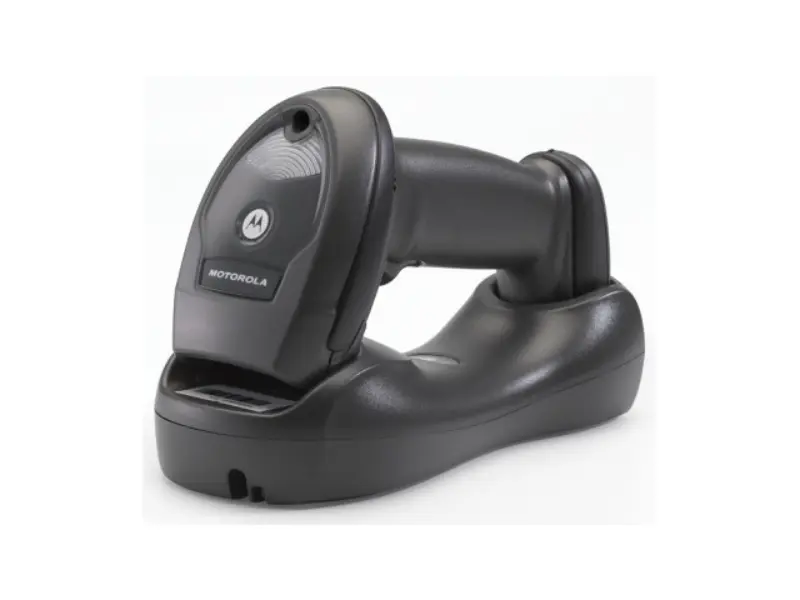Schwarzer Motorola Barcode Scanner mit Ladestation