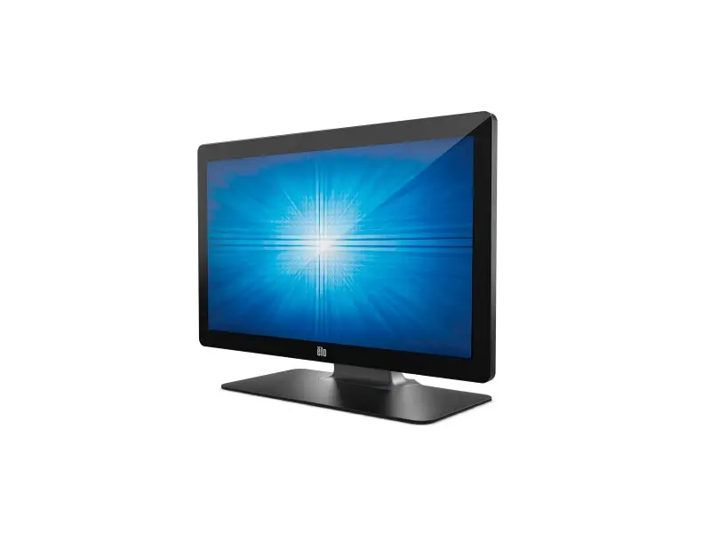 Schwarzer Elo LED-Monitor mit leuchtend blauem Display