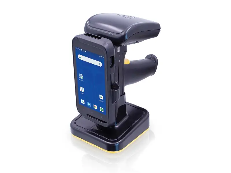 Mobiler RFID-Handscanner mit Android-Touchdisplay auf Statio