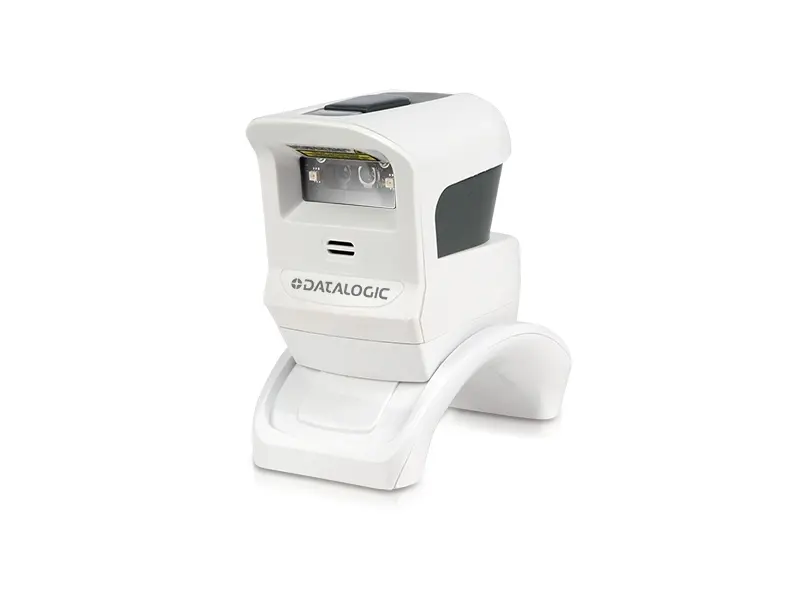 Weißer Datalogic Barcode-Scanner für Thekenmontage