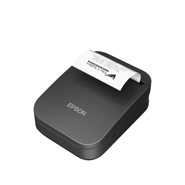 Kompakter schwarzer Epson Bondrucker mit Belegausgabe