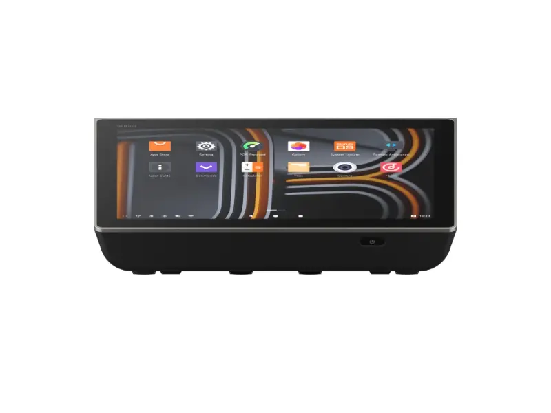 Schwarzes Smart-Display mit Farb-Touchscreen und Apps