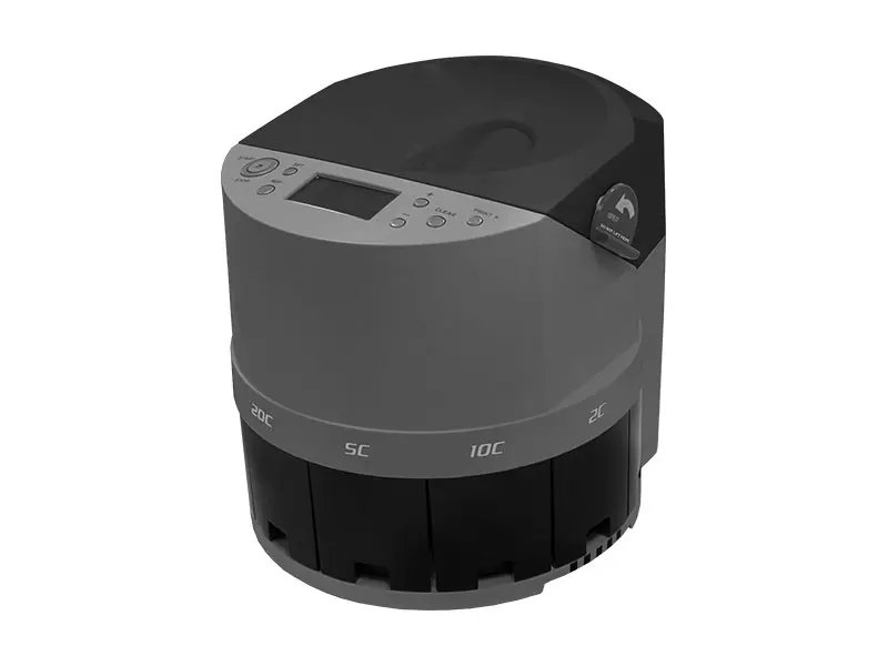 Grauer elektrischer Münzzähler und Sortierer mit Display