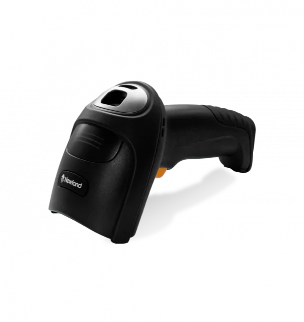 Schwarzer Newland Hand-Barcodescanner seitlich