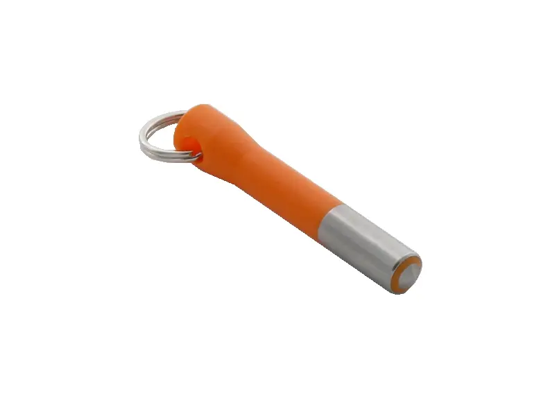 Oranger Magnet-Schlüsselanhänger mit Metallspitze